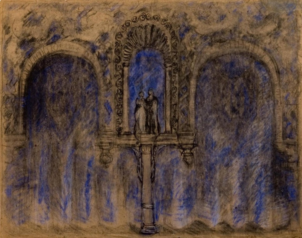 Sofya Markovna Yunovich. Curtain. Finale. Sketch of the scenery for the play Romeo and Juliet