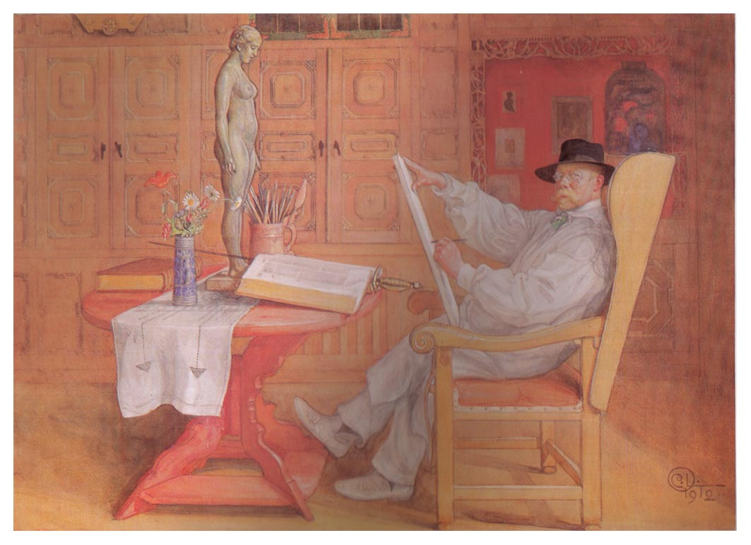 Carl Larsson. Self portrait in the Studio
