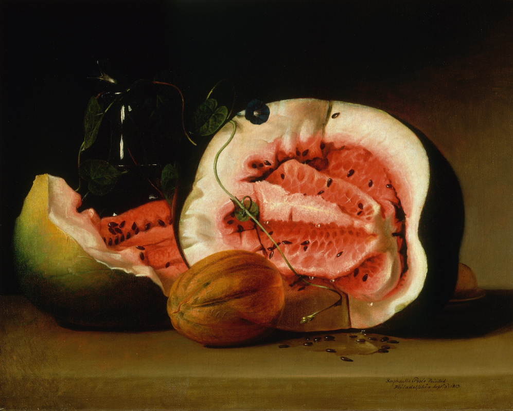 Raphaelle Peale. Melons, watermelons and morning glories