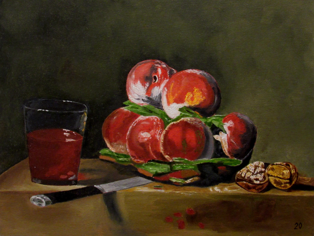Artashes Badalyan. Chardin. Still life with peaches (copy) - x-hardboard-m - 30x40