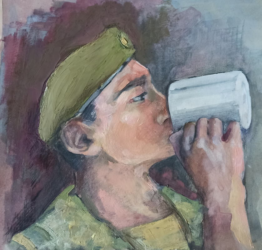 Edward Rudolfovich Votyakov. A sip of water. Portrait of a son.