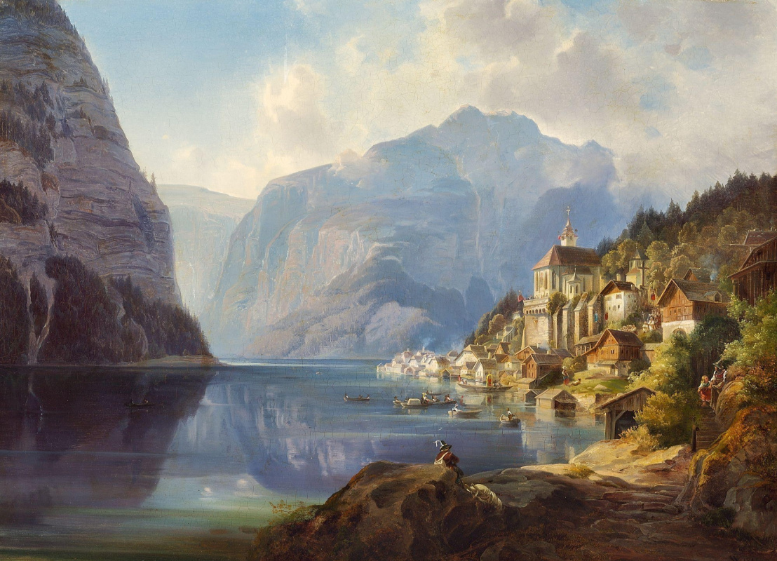 Theodor Leopold Weller. View of Zell am See in the Salzkammergut