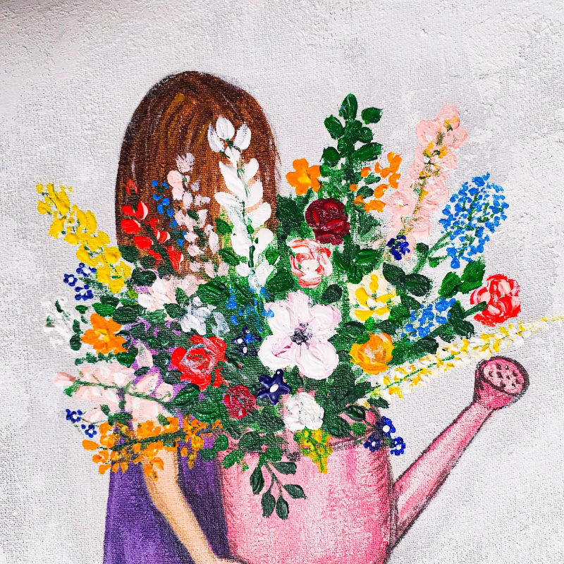 A girl with a bouquet