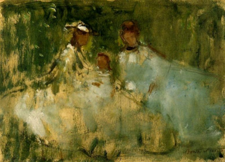 Berthe Morisot. Women and little girls on nature background