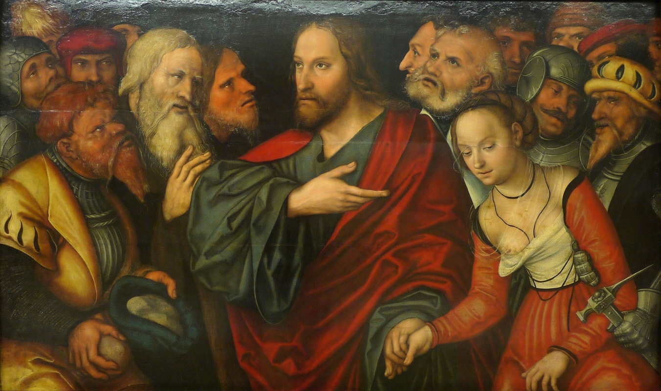 Lucas Cranach the Younger. Христос и грешница. 1545