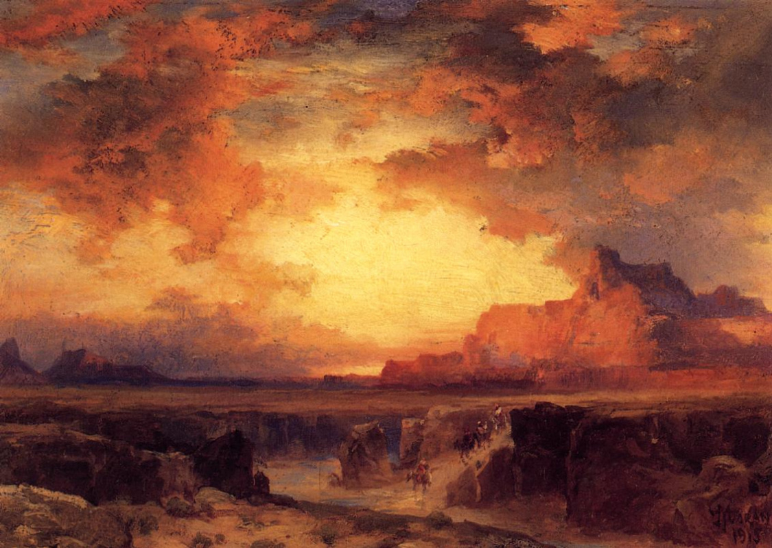 Thomas Moran. Fiery sunset