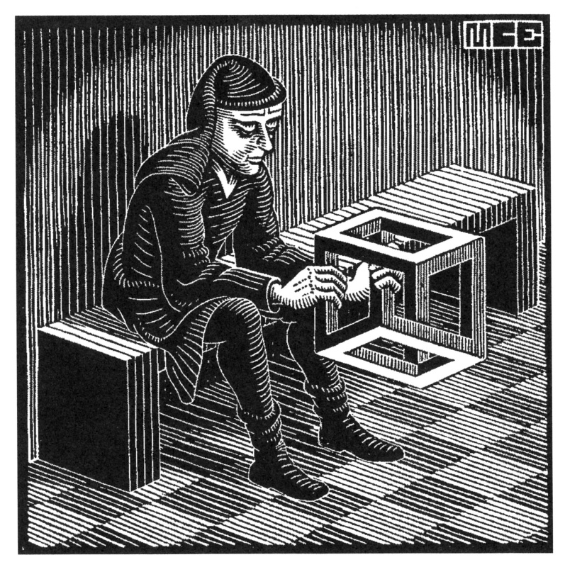 Maurits Cornelis Escher. Man with a cube