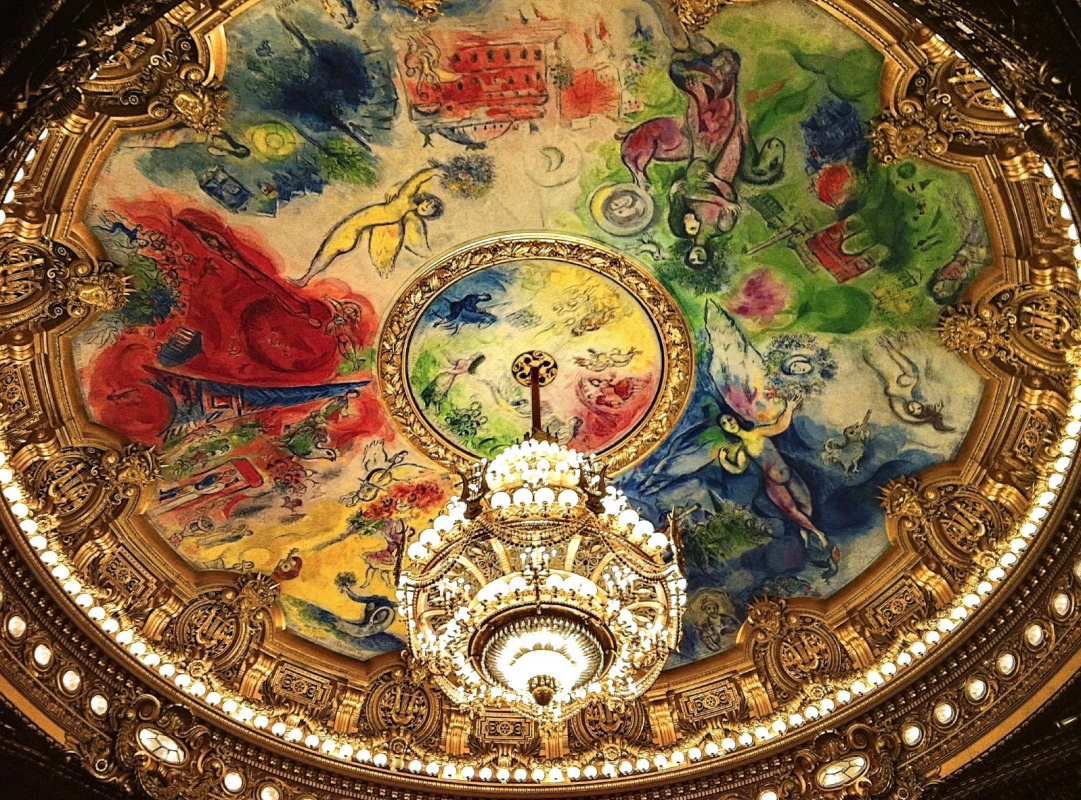 The painted ceiling of the Paris Opera