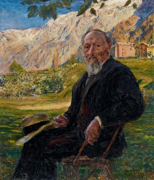 Giovanni Giacometti. Portrait of the artist's father in a landscape, Bergel