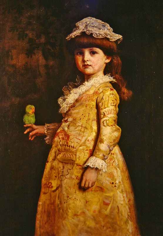 John Everett Millais. Girl with a parrot. Portrait Of Margaret Mille