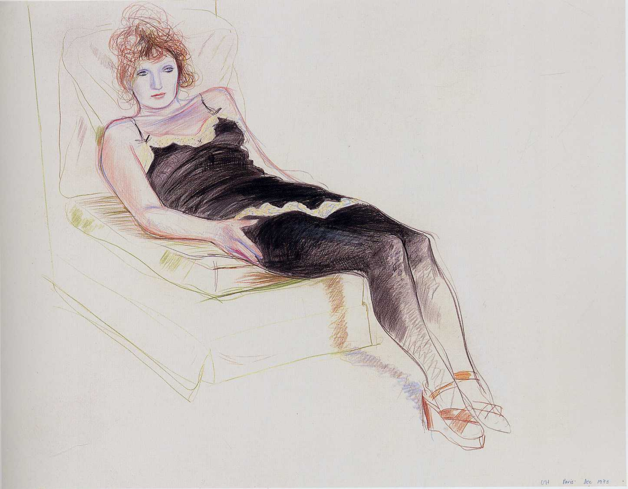 Celia in a black camisole, 1973, 65×50 cm by David Hockney