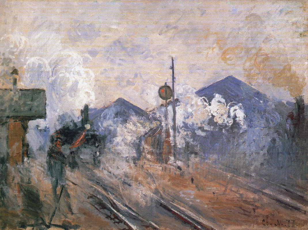 Claude Monet. A view of the exit of the station Saint-Lazare