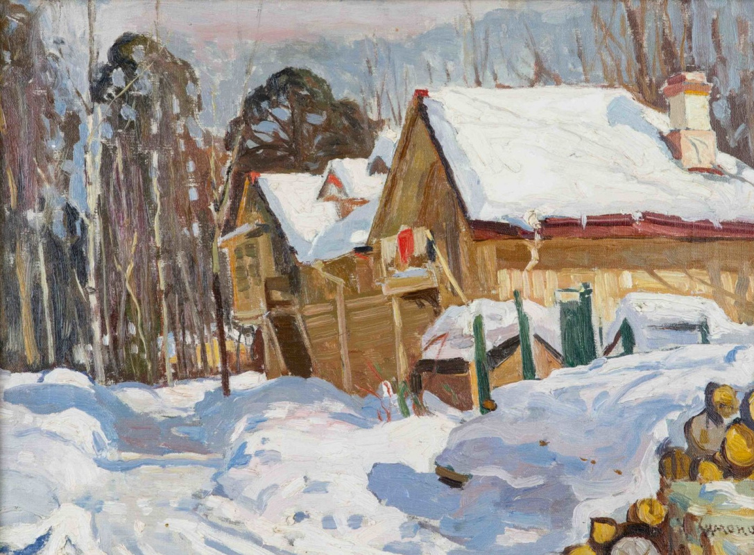 Nikolai Petrovich Gimona. Winter landscape with houses
