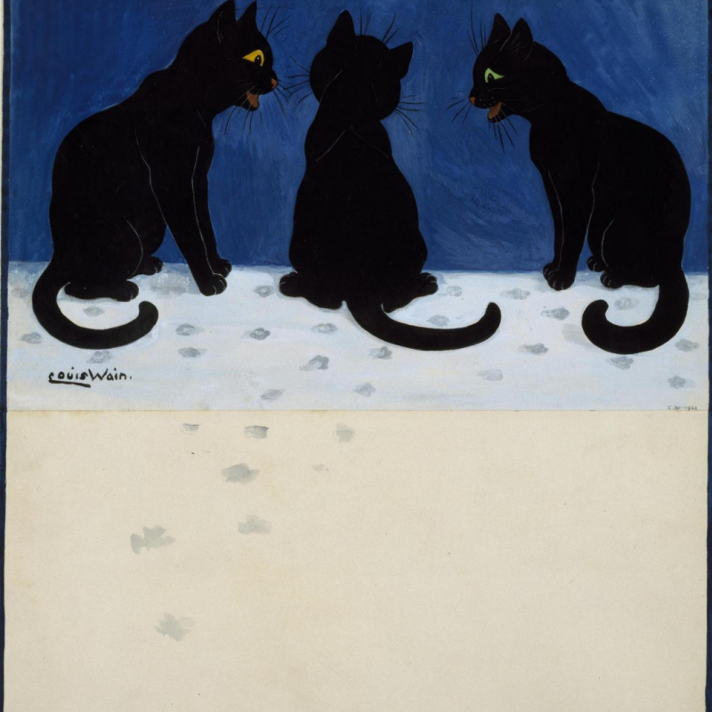 Cat Christmas, 1935, 117×67 cm by Louis Wain: History, Analysis