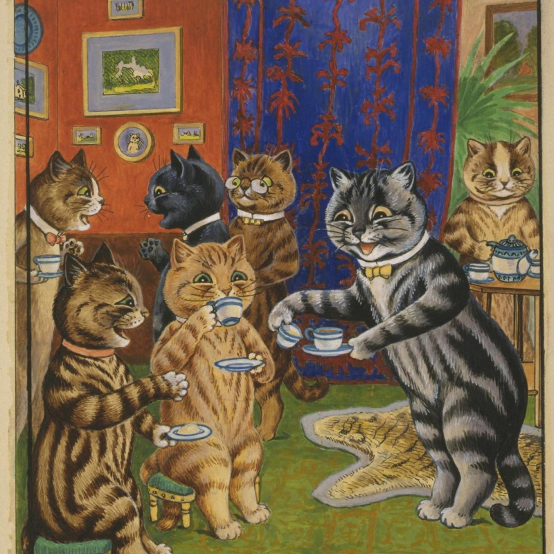 Cat Christmas, 1935, 117×67 cm by Louis Wain: History, Analysis