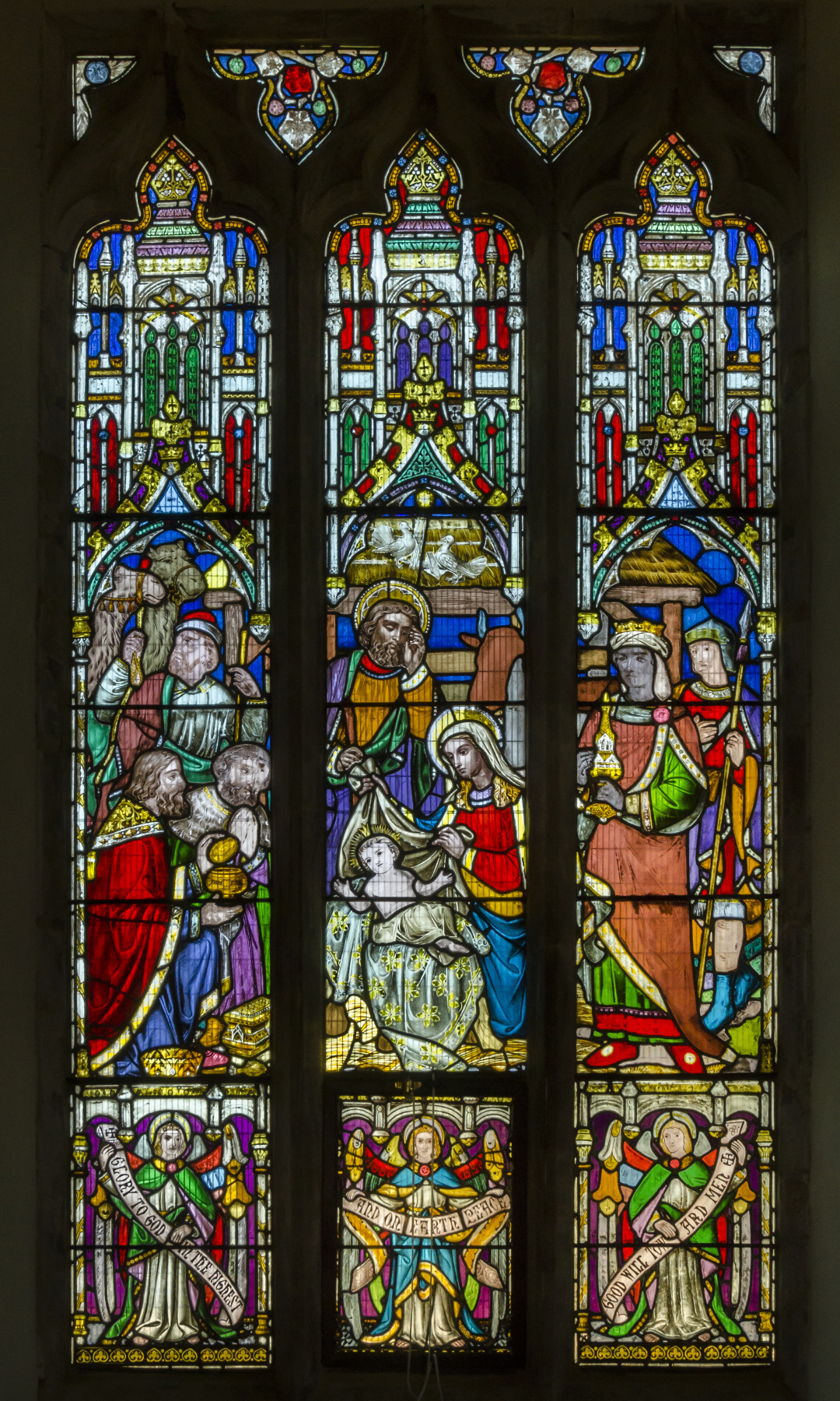 William Morris. Christmas. Stained glass of St. Peter's Church in Doddington